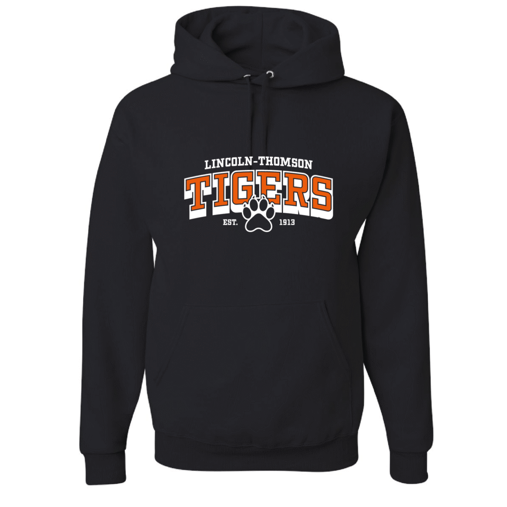 Hoodie- Lincoln-Thomson Block Tigers – Two-Tone - Image 2